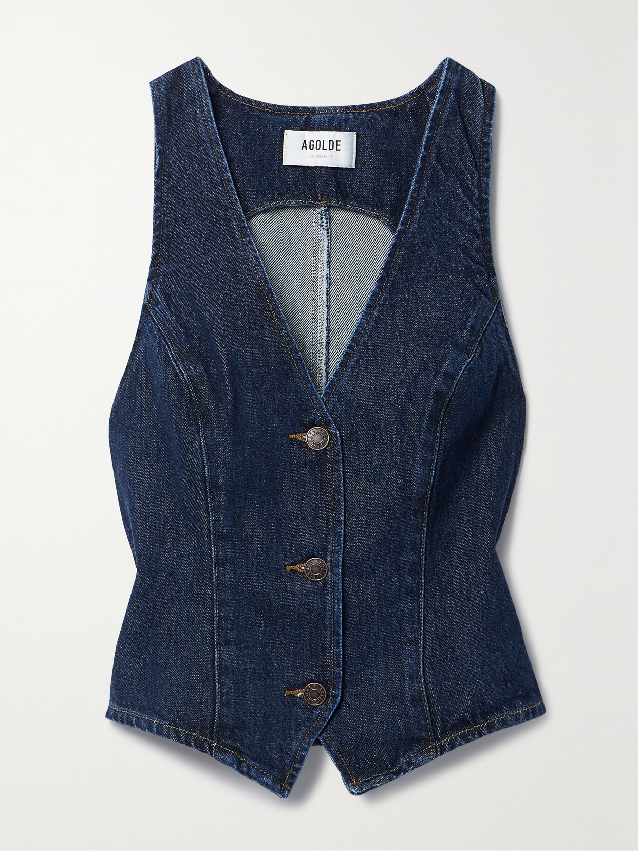 Shop Agolde Heller Recycled Denim Vest In Blue