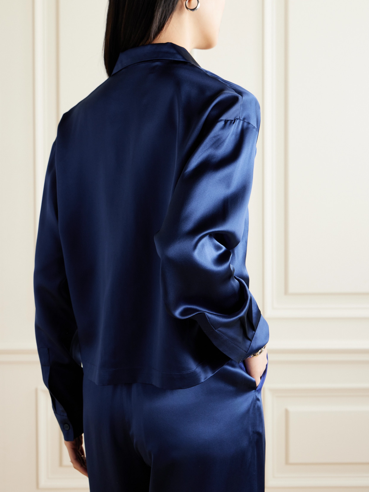 Cropped Silk-Satin Shirt