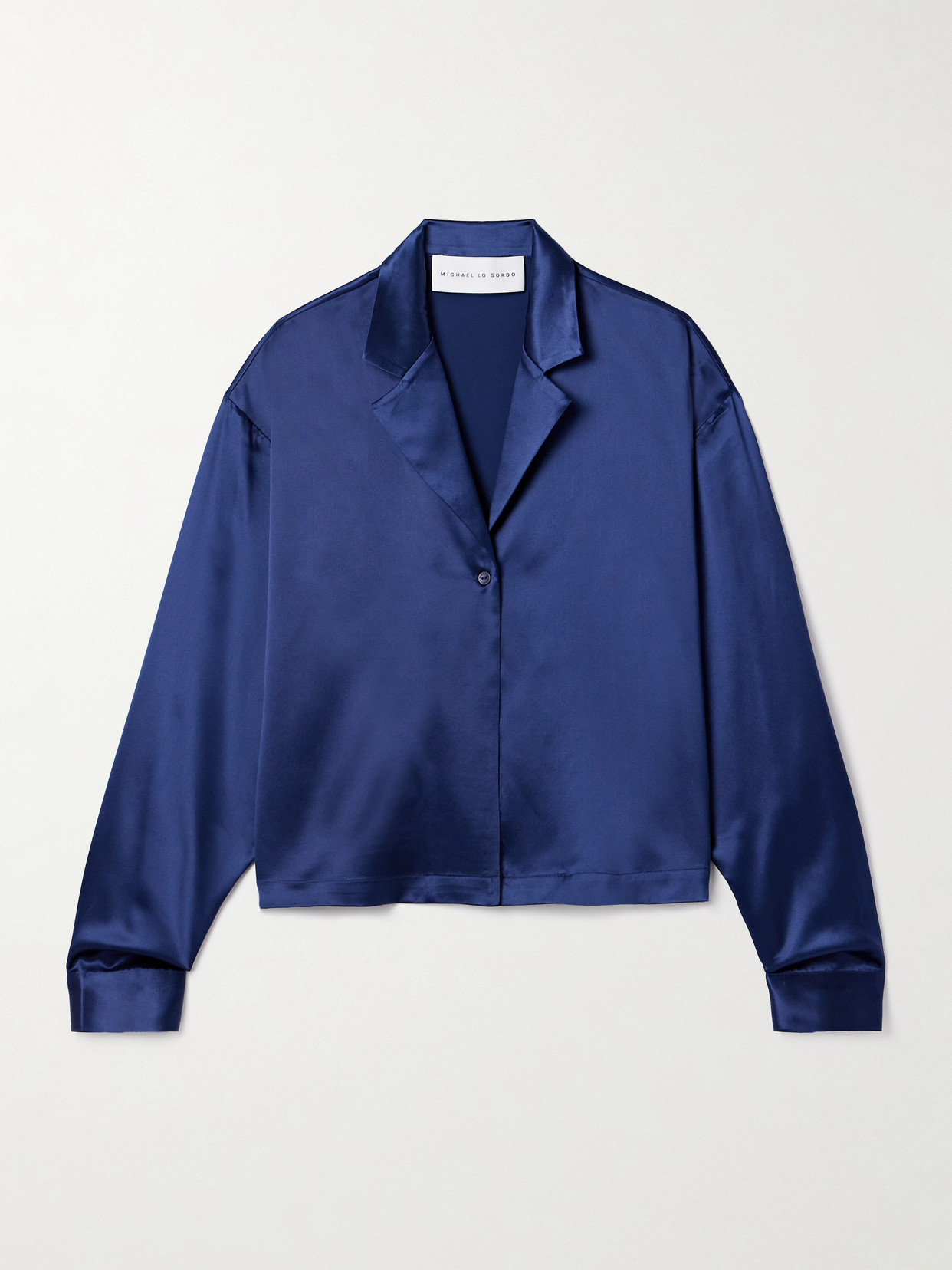 Michael Lo Sordo Cropped Silk-satin Shirt In Blue