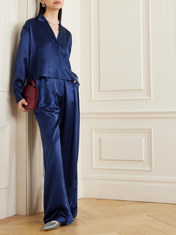 Michael Lo Sordo Cropped silk-satin shirt