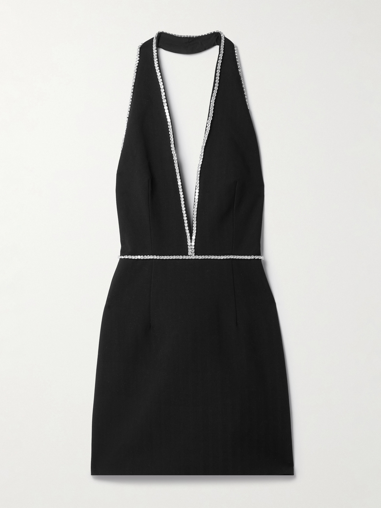 Michael Lo Sordo Crystal-embellished Cady Halterneck Mini Dress - Black