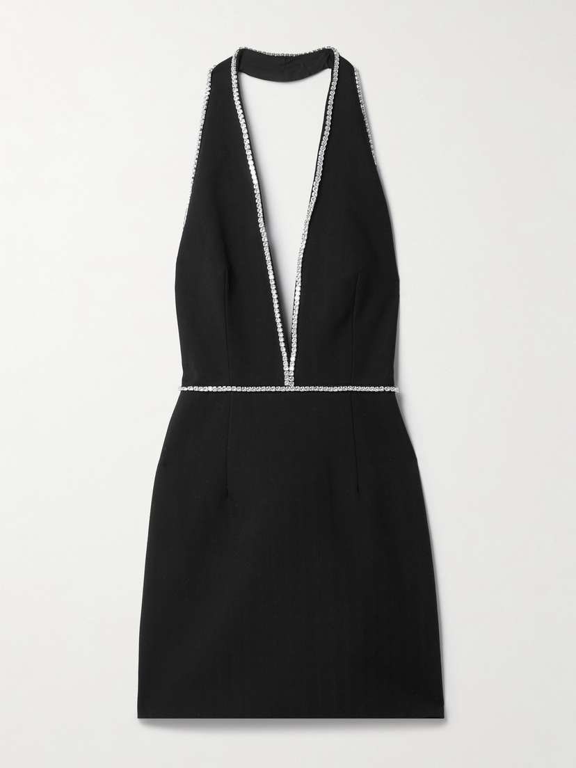 Michael Lo Sordo Crystal-embellished Cady Halterneck Mini Dress - UK 12
