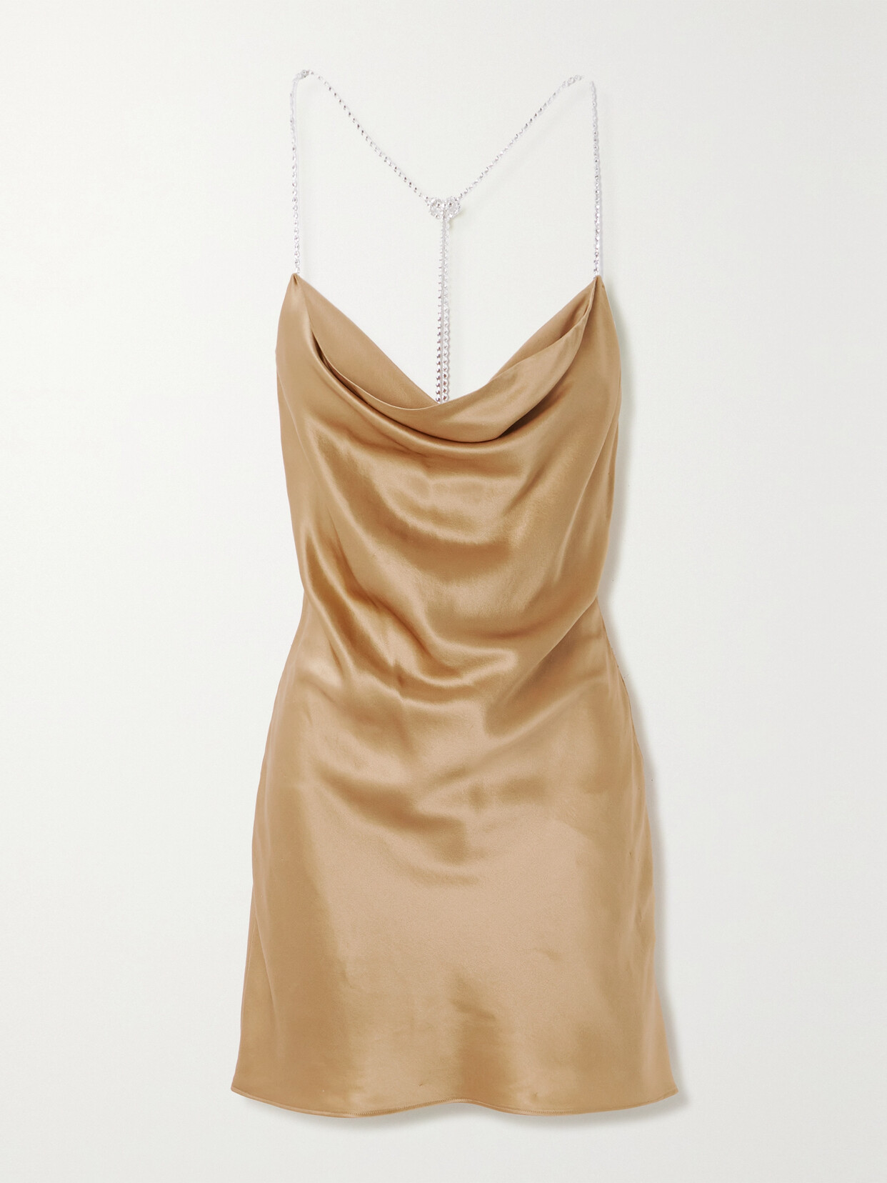 Michael Lo Sordo Nicole Crystal-embellished Draped Silk-satin Mini Dress In Gold