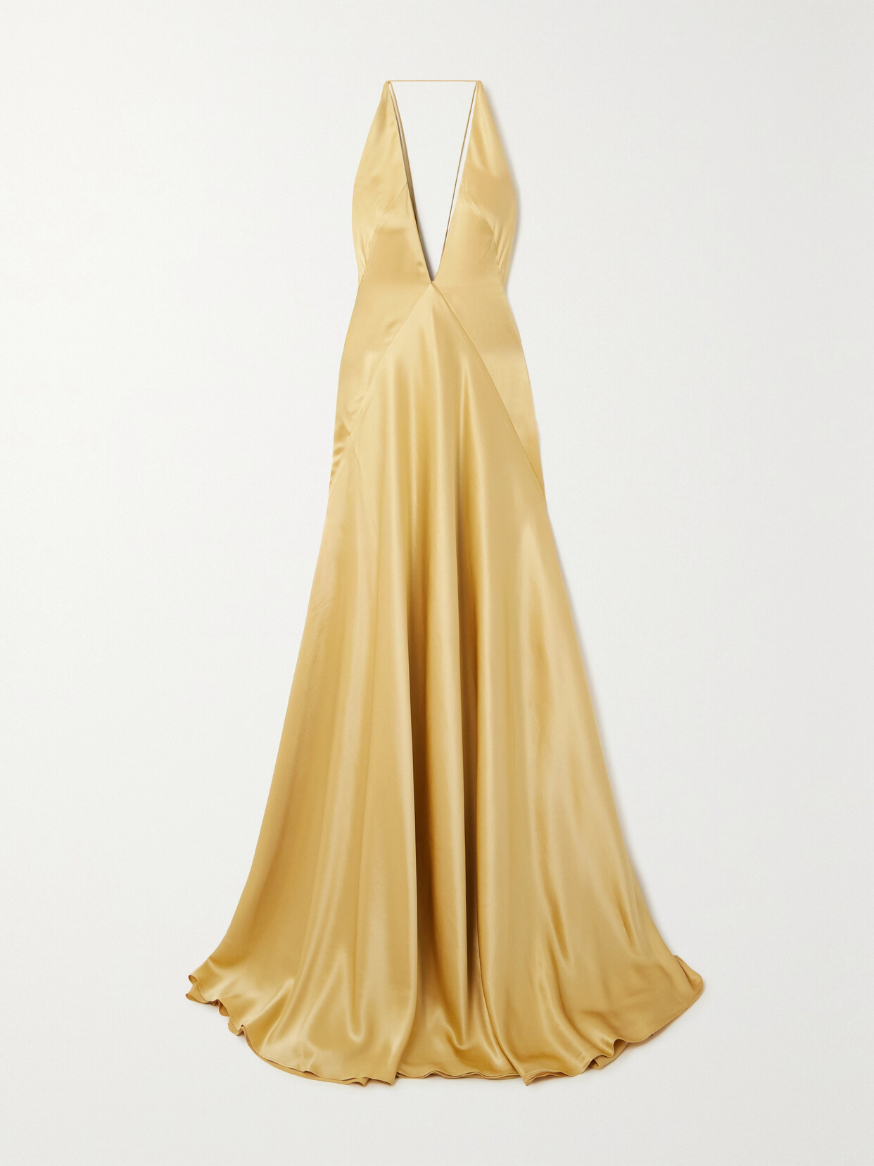 Michael Lo Sordo Alexandra Open-back Silk-satin Gown In Gold