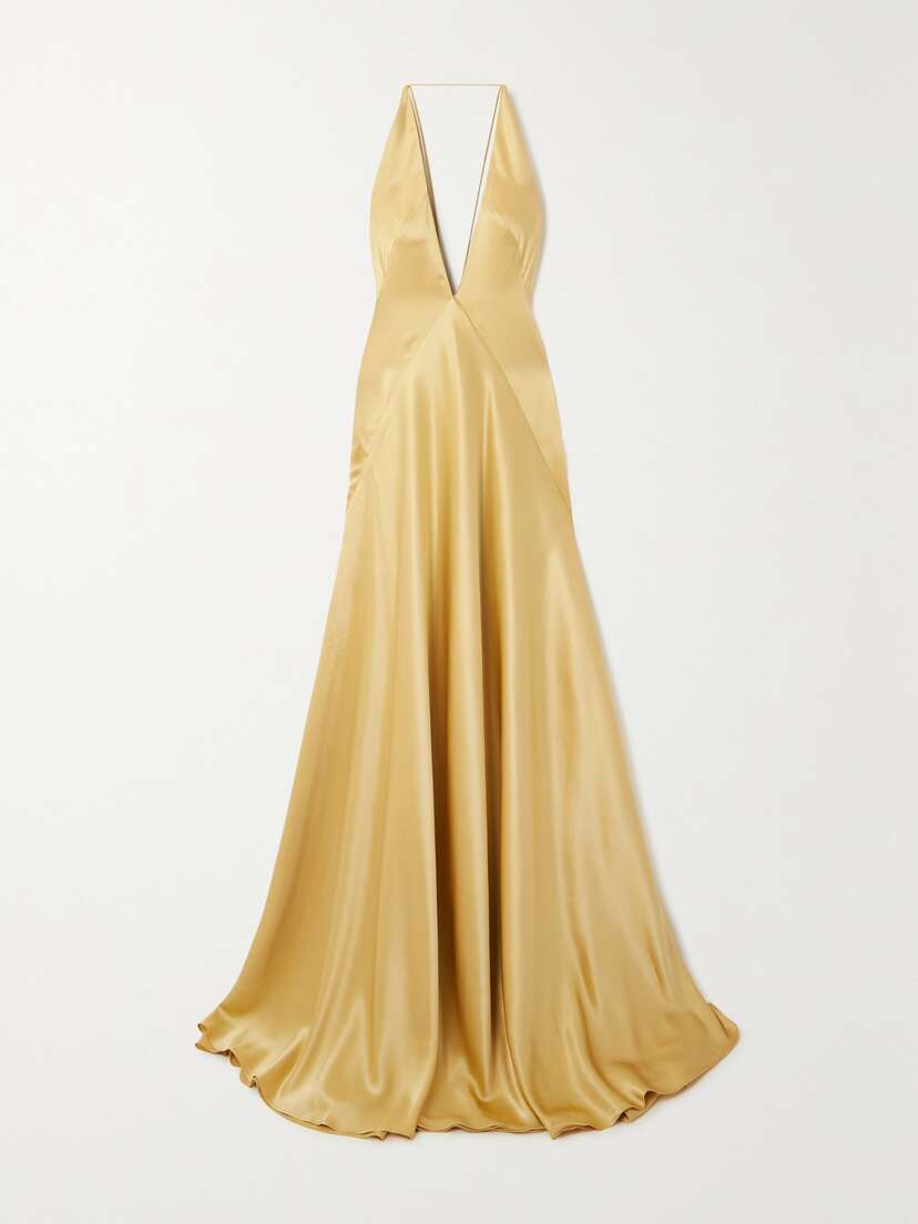Michael Lo Sordo Alexandra Open-back Silk-satin Gown