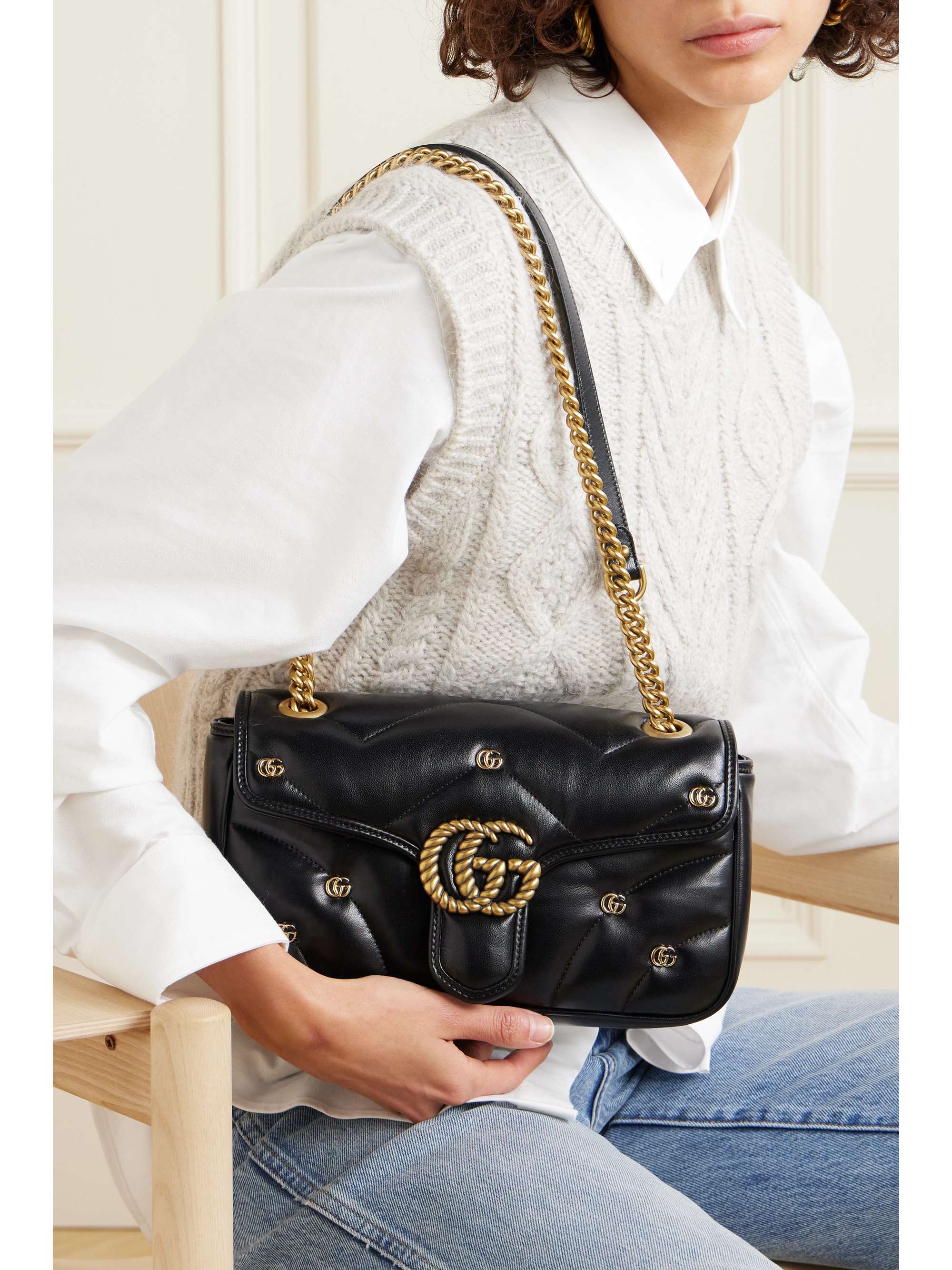 GUCCI GG Marmont 2.0 embellished matelassé leather shoulder bag | NET-A ...