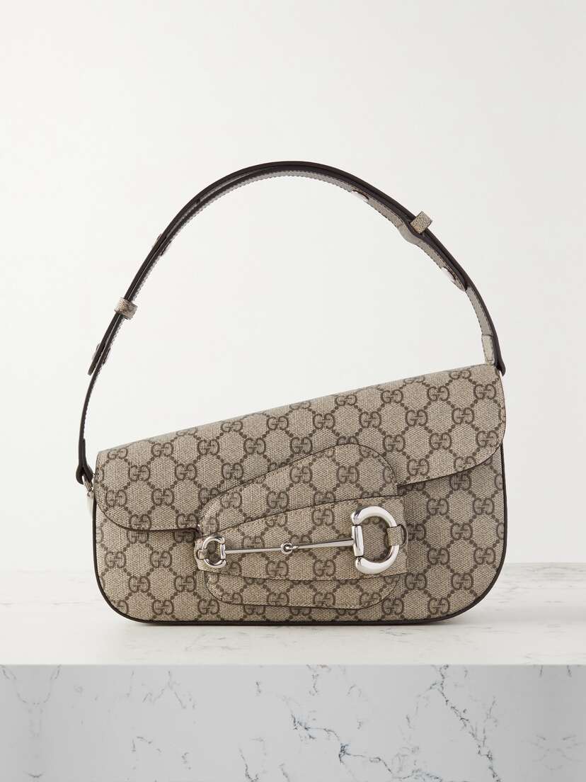 Gucci Horsebit 1955 Leather-trimmed Printed Coated-canvas Shoulder Bag
