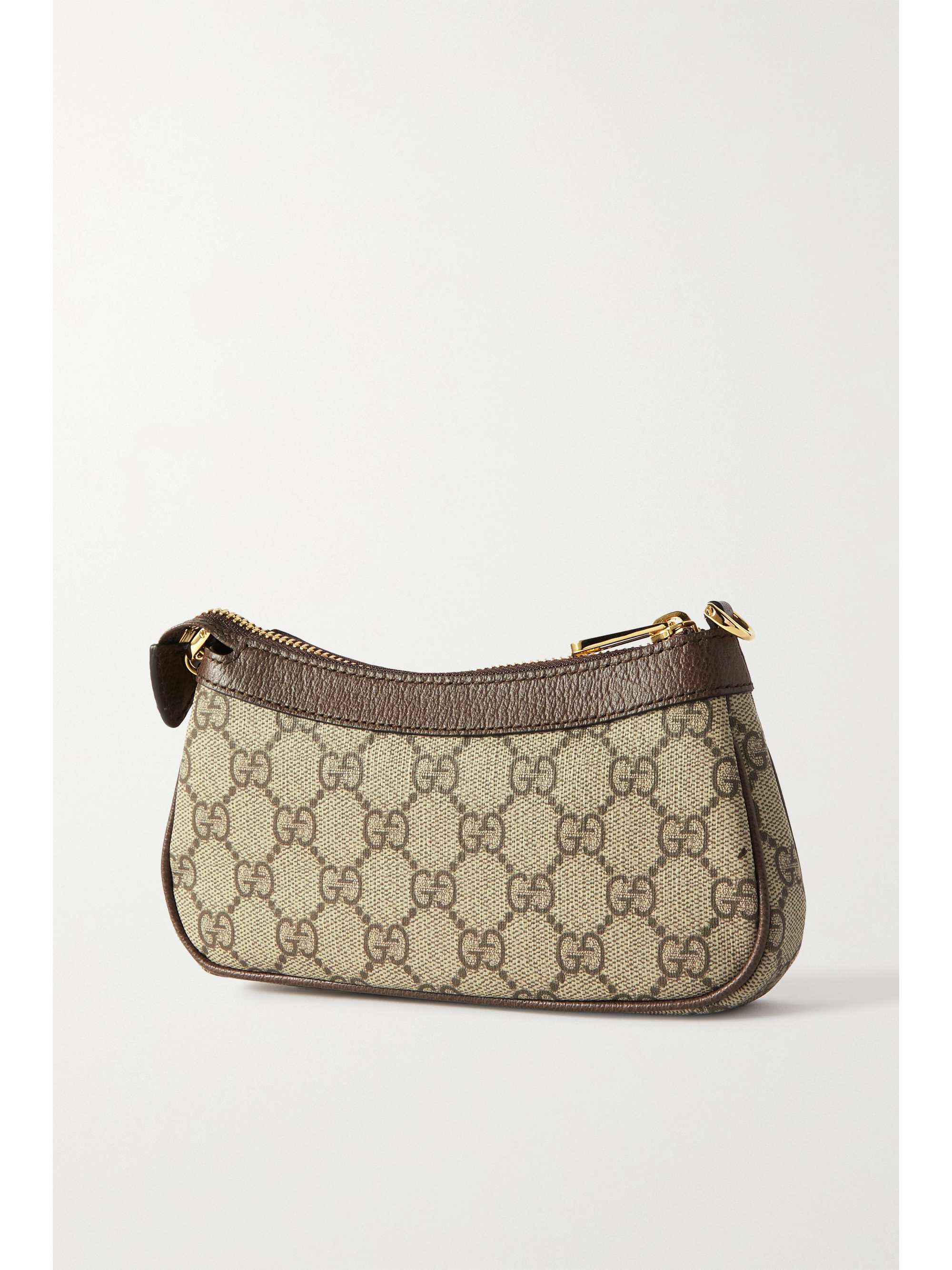 Ophidia mini textured leather-trimmed printed coated-canvas shoulder bag