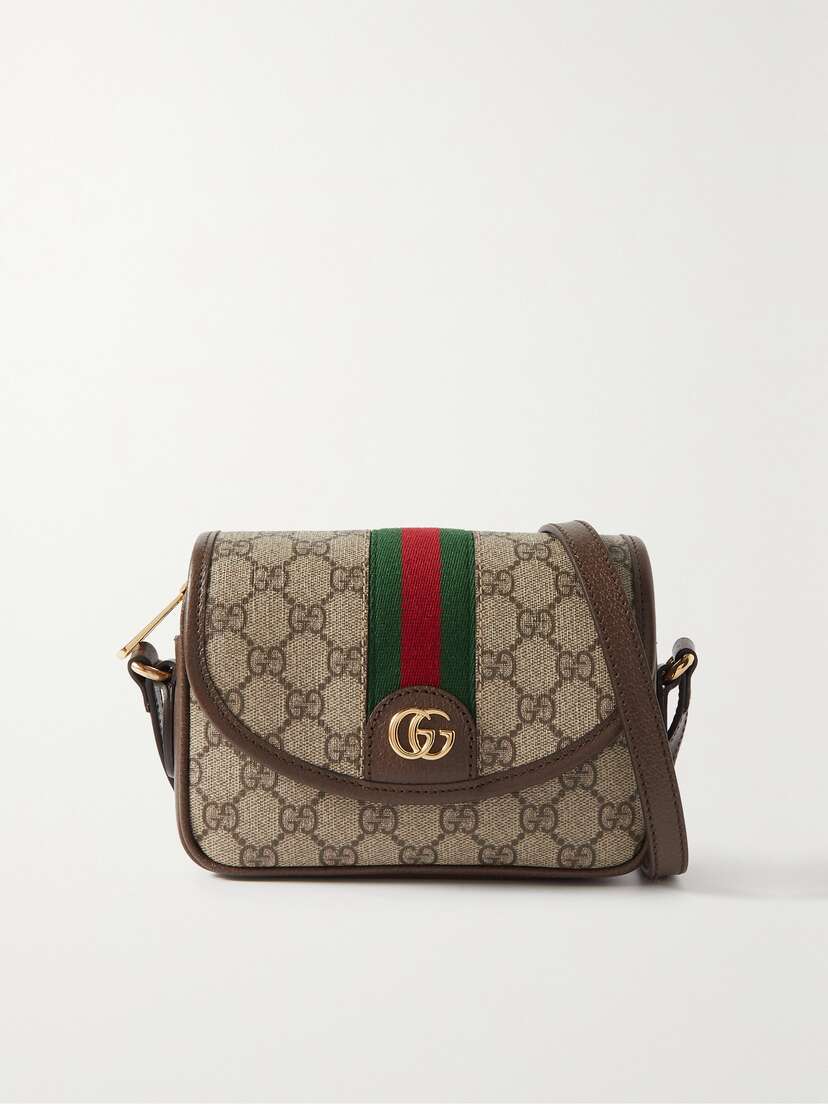 Gucci Ophidia Leather-trimmed Printed Coated-canvas Shoulder Bag