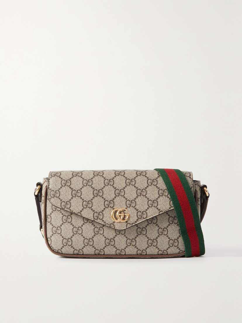 Gucci Ophidia Leather-trimmed Printed Coated-canvas Shoulder Bag