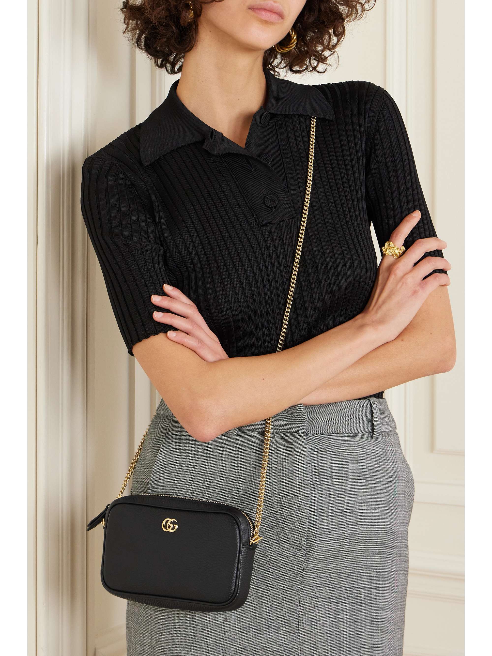 GUCCI Petite Marmont textured leather shoulder bag NET A PORTER