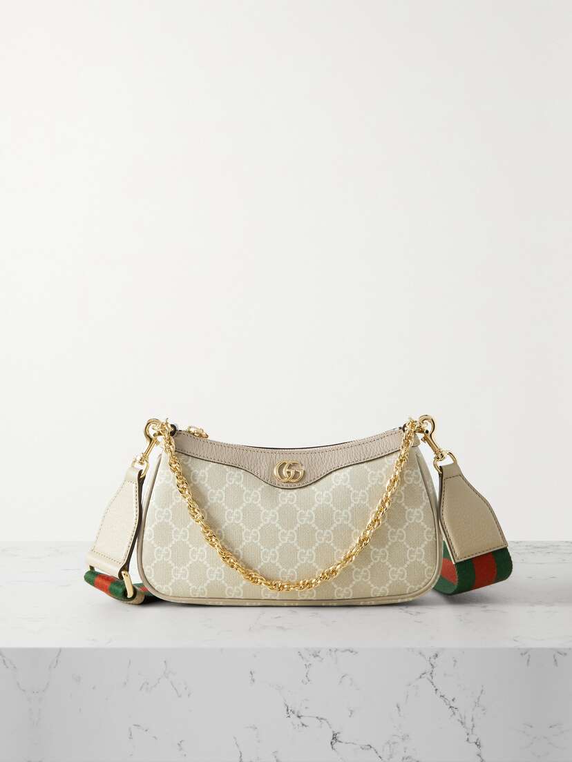 Gucci Ophidia Textured Leather-trimmed Printed Coated-canvas Shoulder Bag