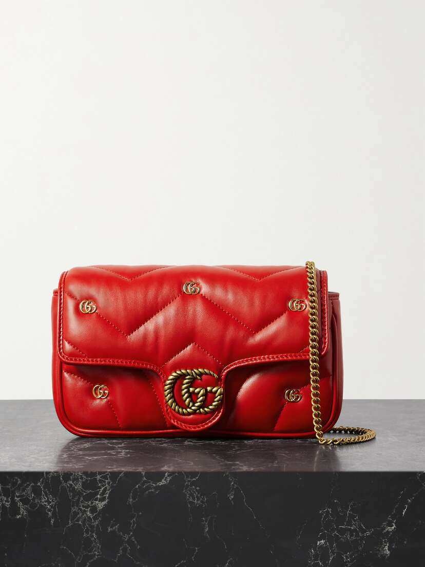 Gucci Gg Marmont 2.0 Mini Embellished Quilted Leather Bag