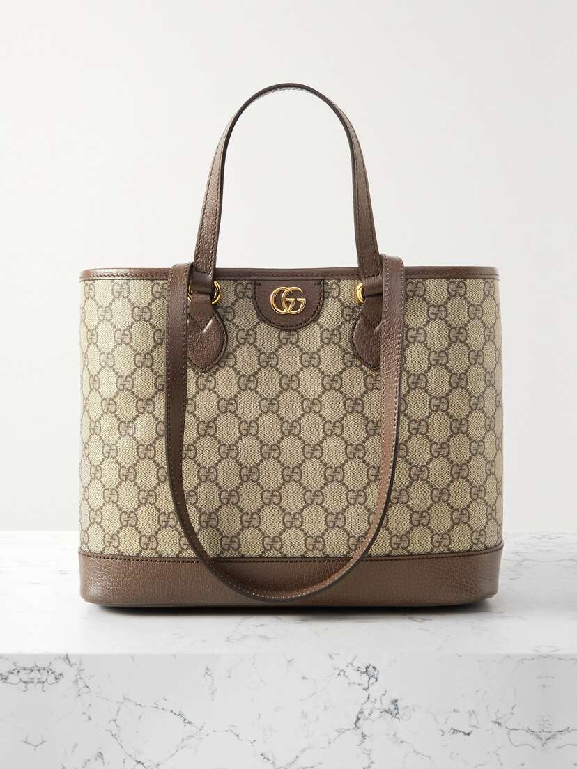 Gucci Ophidia Tess Embellished Leather-trimmed Printed Coated-canvas Shoulder Bag