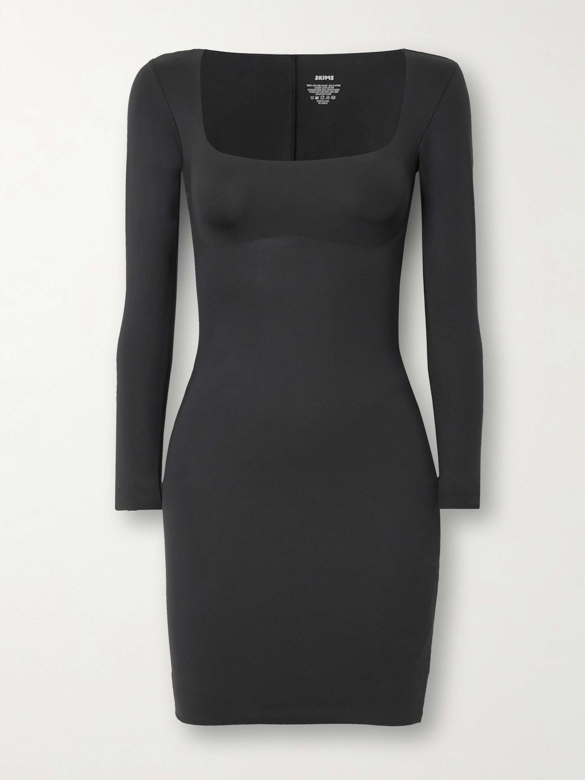 SKIMS Body Long Sleeve Slip Dress - Onyx | NET-A-PORTER