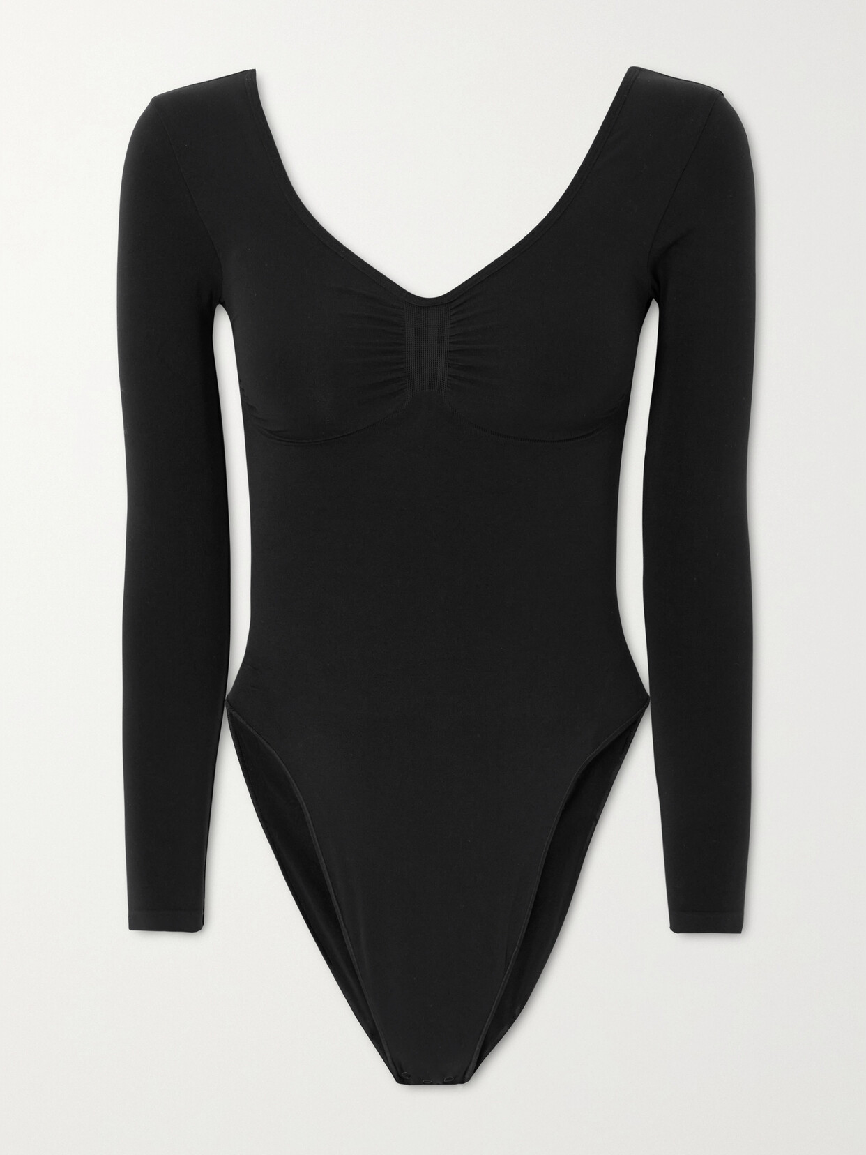 Shop Skims Seamless Sculpt Long Sleeve Low Back Briefs Bodysuit In Black