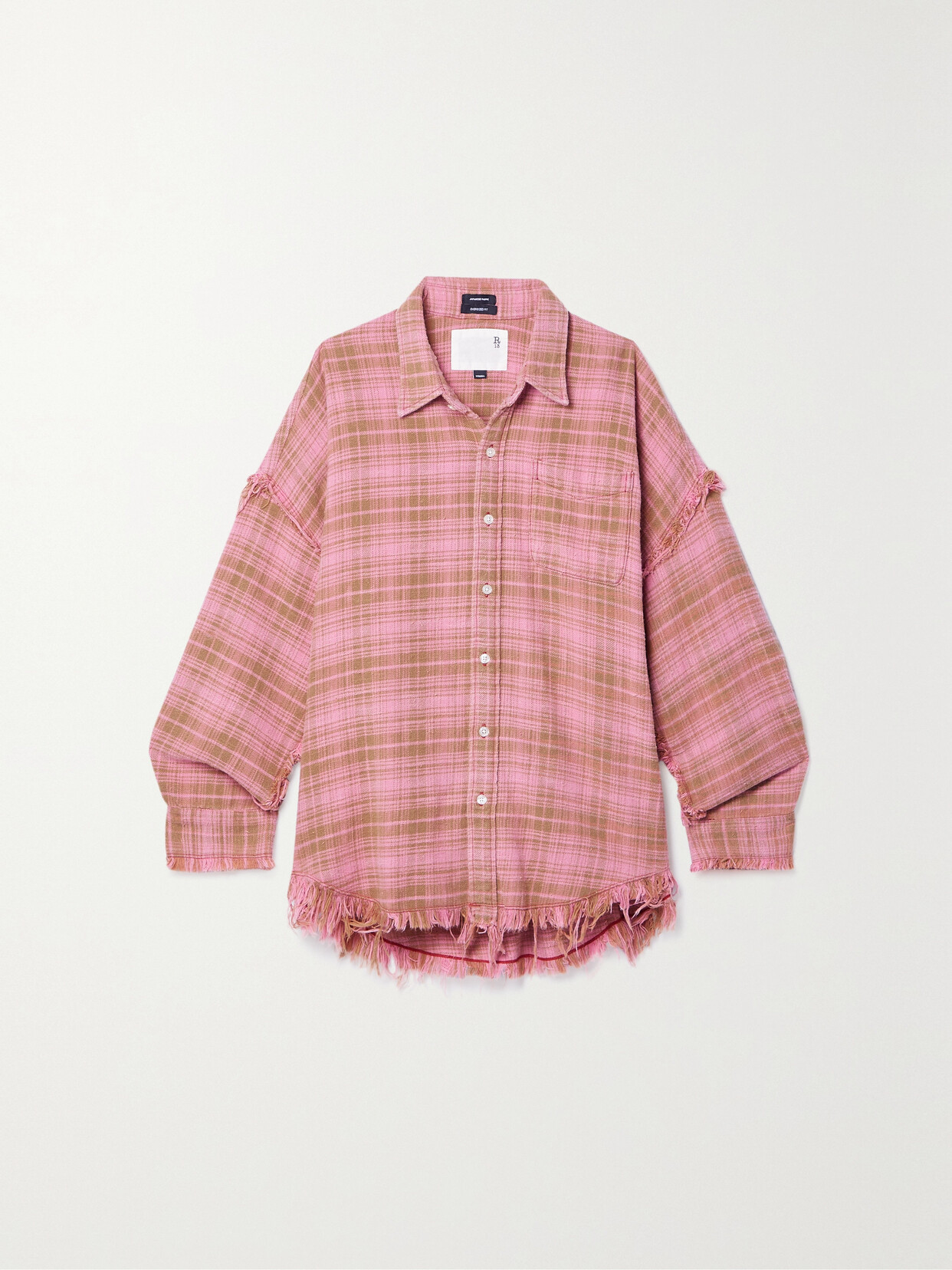 R13 - Distressed Checked Cotton-flannel Shirt - Pink