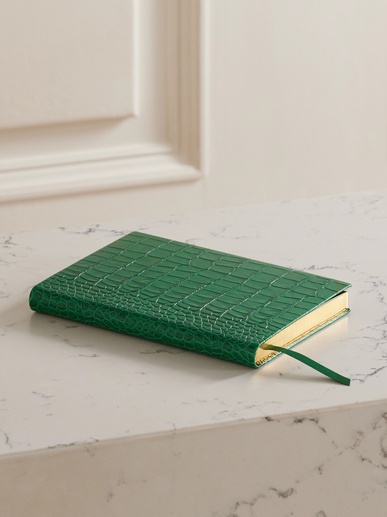 SMYTHSON - Mara Croc-effect Leather Notebook - Green