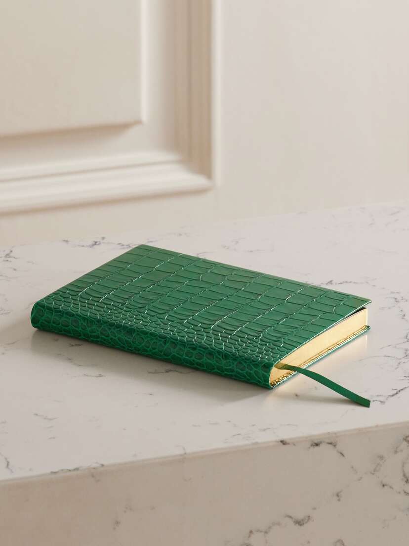 Smythson Soho Mara Croc-effect Leather Notebook