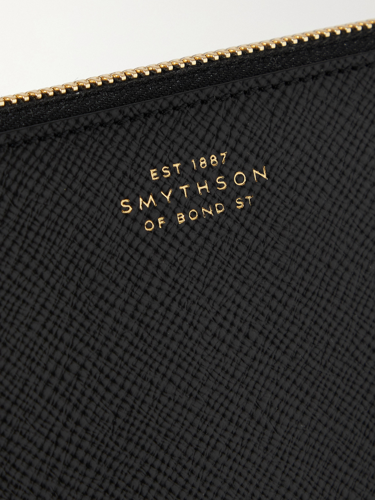 Smythson Panama Textured-leather Clutch In Black