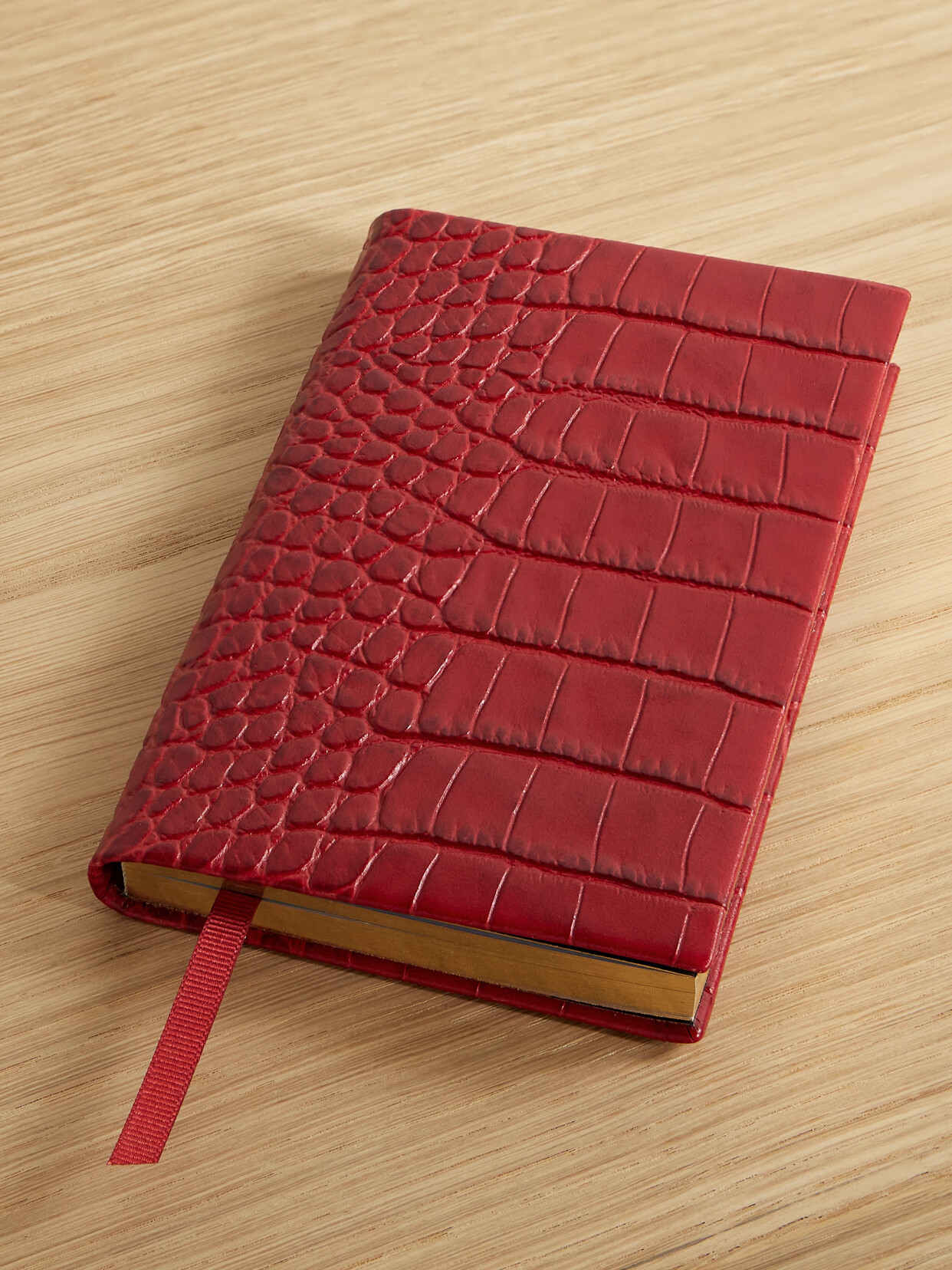 Smythson - Mara Croc-effect Leather Notebook - Red