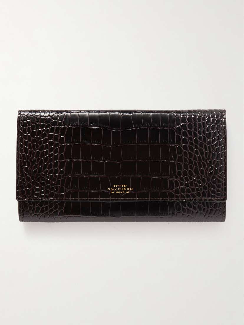 Smythson Marshall Croc-effect Leather Travel Wallet