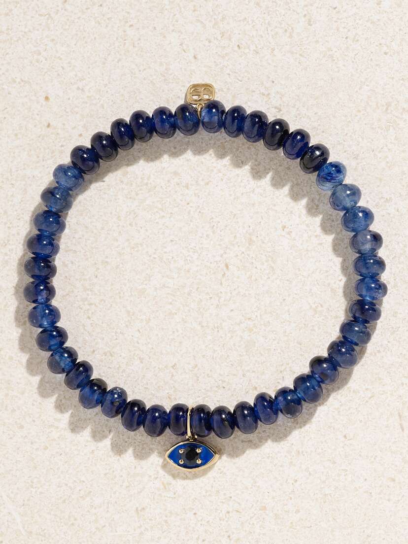 Sydney Evan Evil Eye 14-karat Gold, Sapphire And Enamel Bracelet