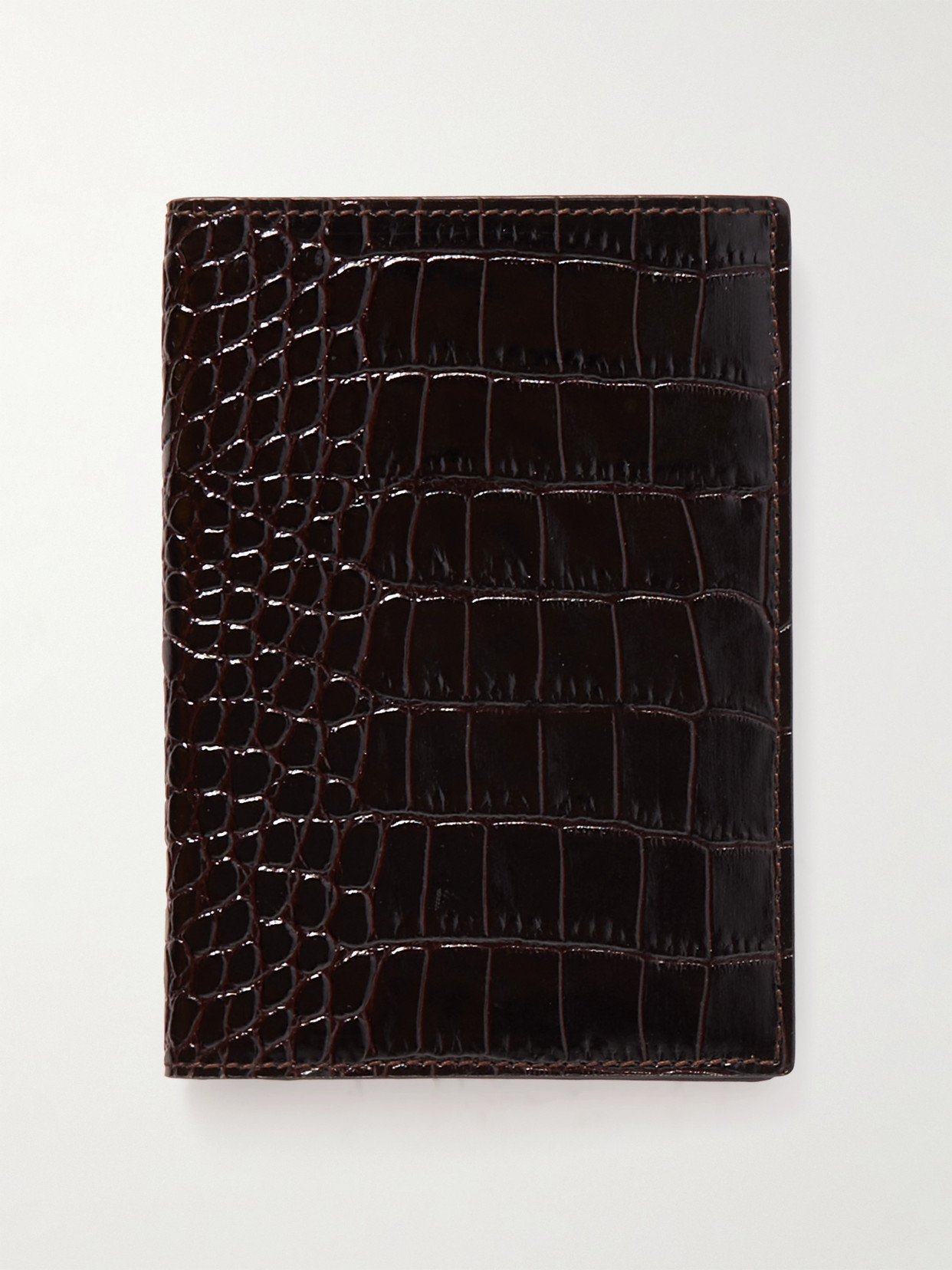 Smythson - Mara Croc-effect Leather Passport Cover - Black