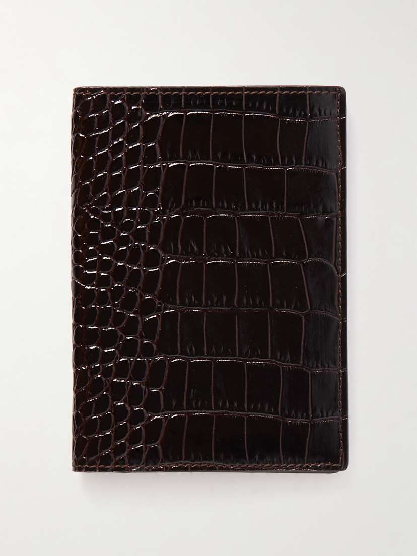 Smythson Mara Croc-effect Leather Passport Cover