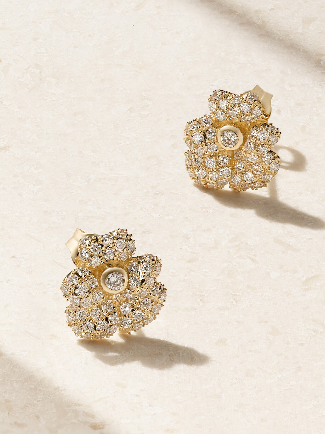 Sydney Evan - Pansy 14-karat Gold Diamond Earrings - One size