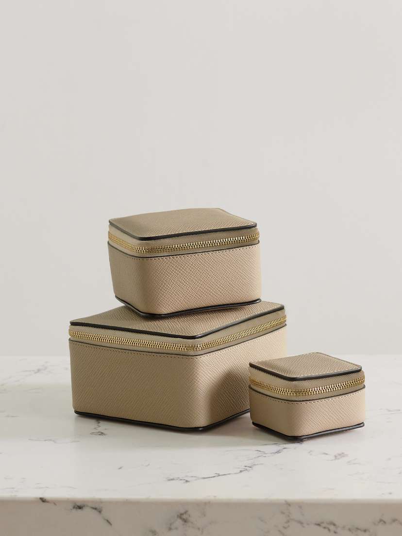 Smythson Panama Set Of Three Textured-leather Cases