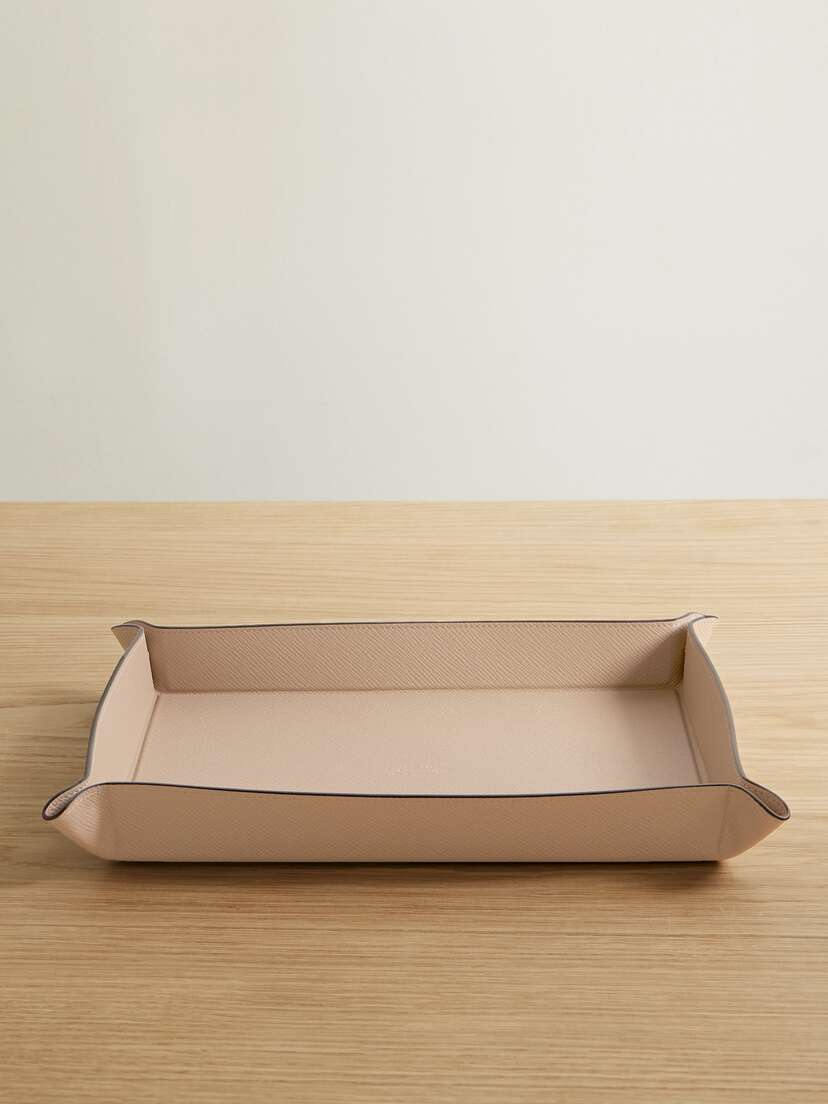 Smythson Panama Large Textured-leather Trinket Tray