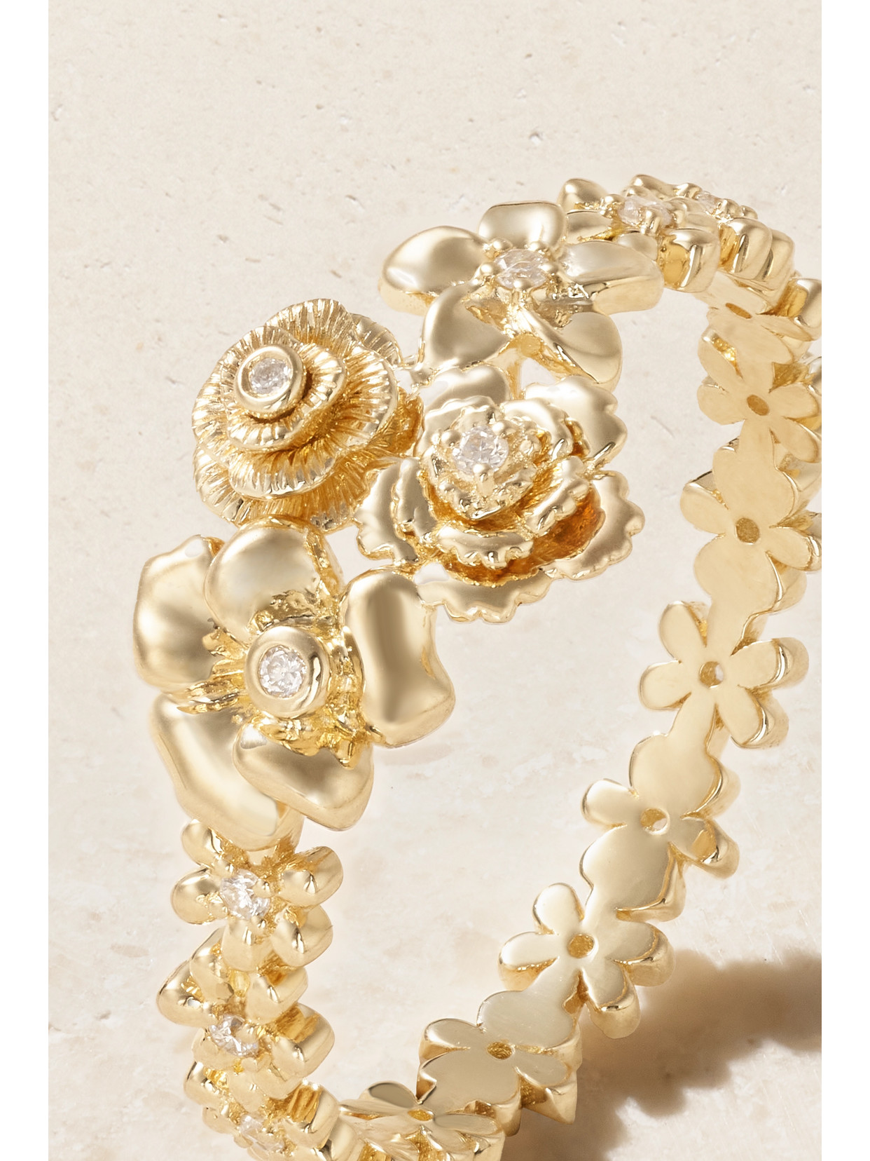 Sydney Evan Flower Cluster 14-karat Gold Diamond Ring In Gold