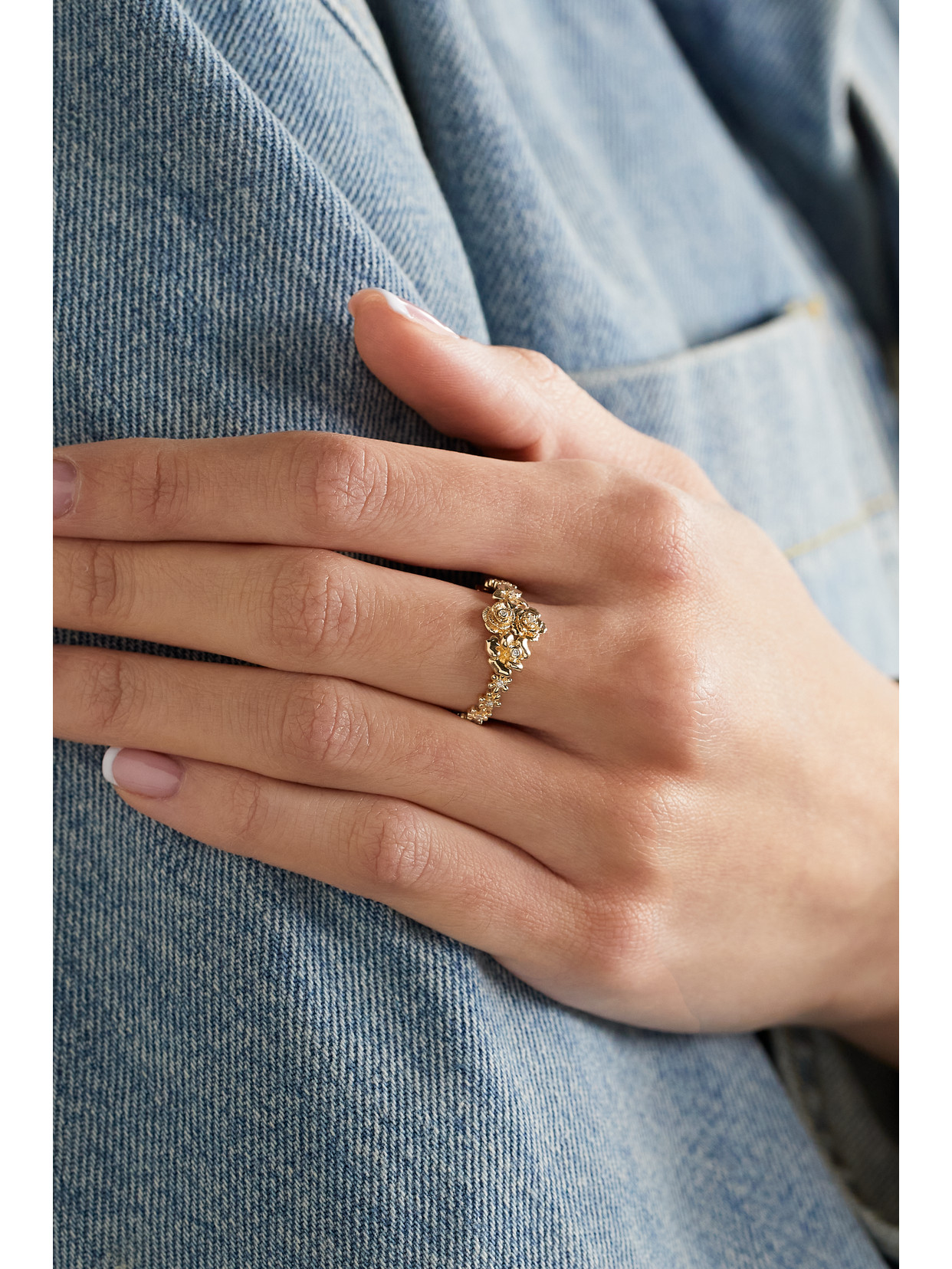 Sydney Evan Flower Cluster 14-karat Gold Diamond Ring In Gold