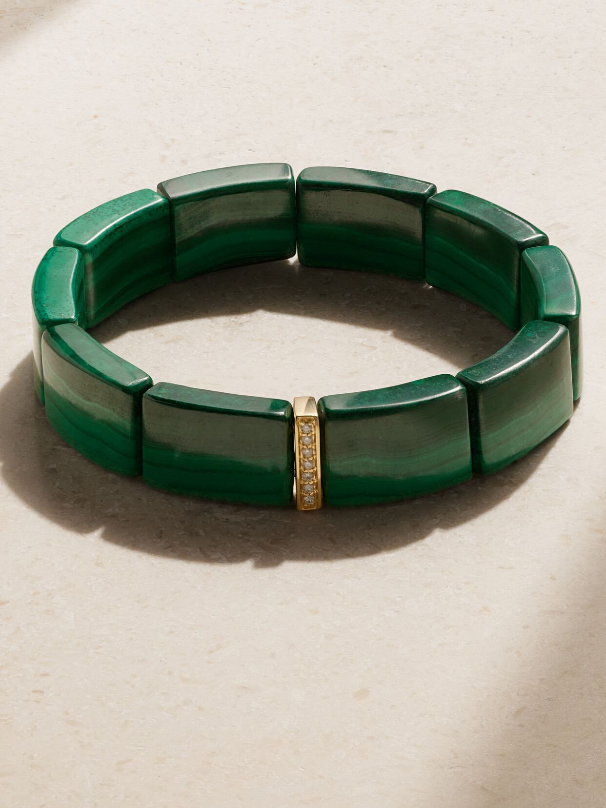 Sydney Evan Small 14-karat Gold, Malachite And Diamond Bracelet