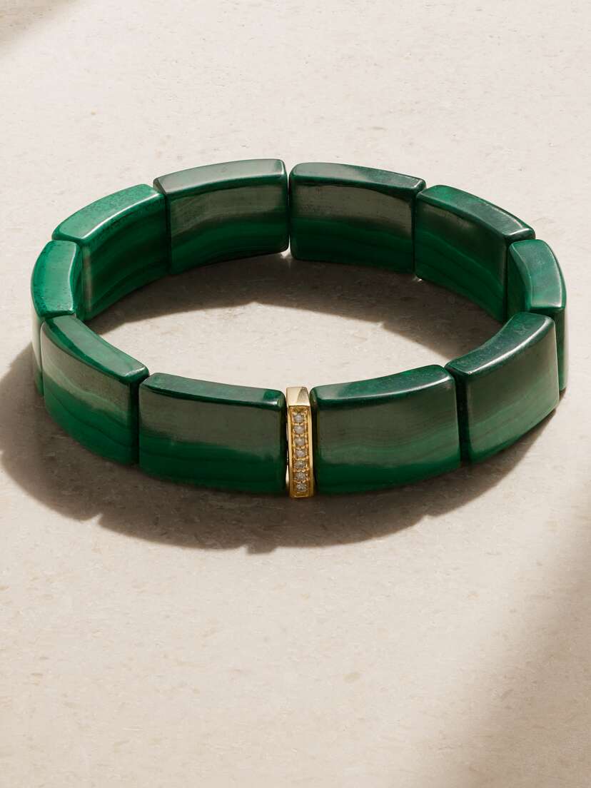 Sydney Evan Small 14-karat , Malachite And Diamond Bracelet