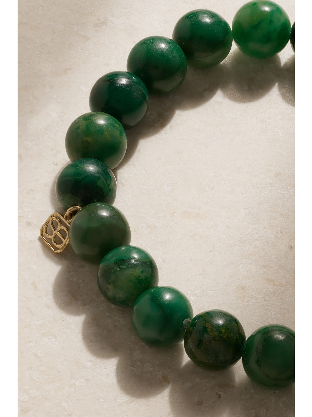 Sydney Evan Eye 14-karat Gold And Verdite Bracelet In Green