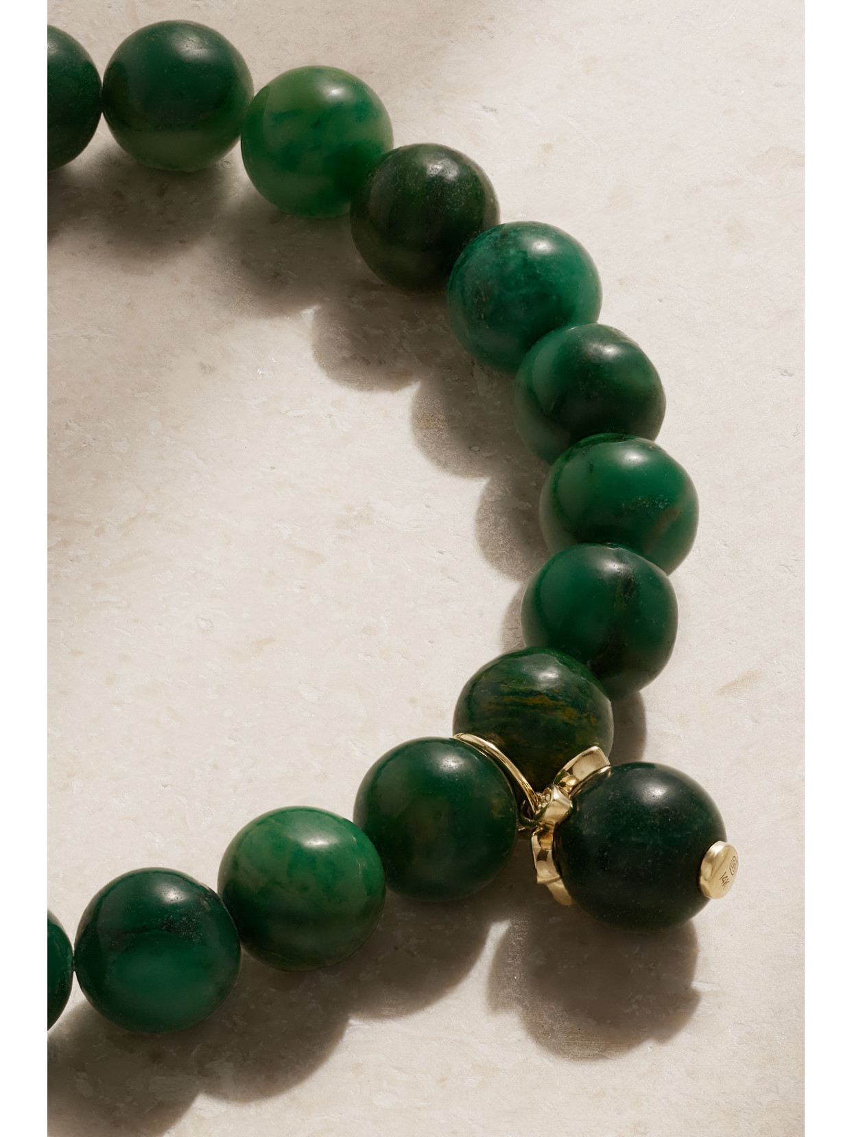 Sydney Evan Eye 14-karat Gold And Verdite Bracelet In Green