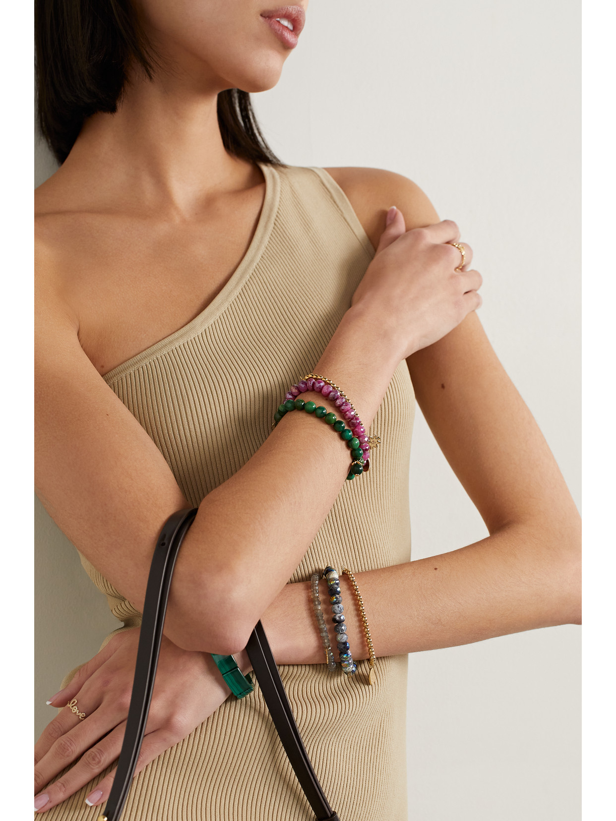 Sydney Evan Eye 14-karat Gold And Verdite Bracelet In Green
