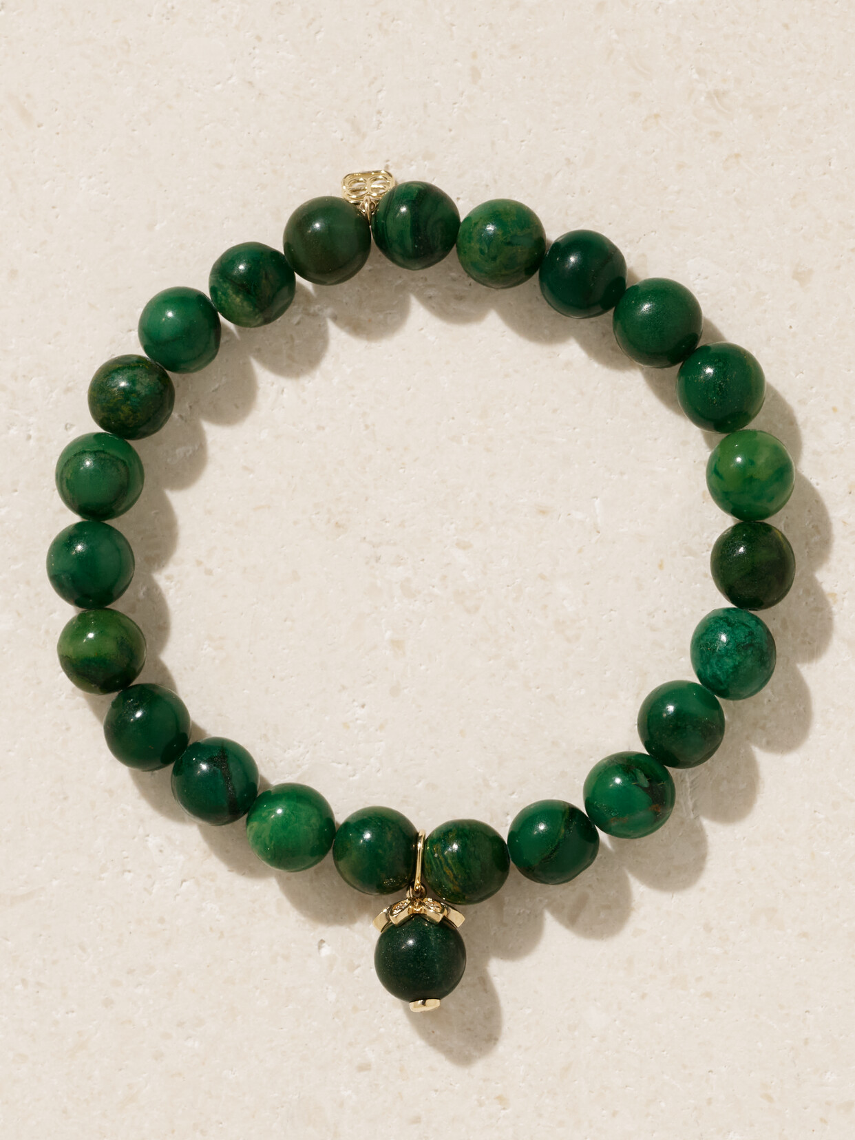 Sydney Evan Eye 14-karat Gold And Verdite Bracelet In Green