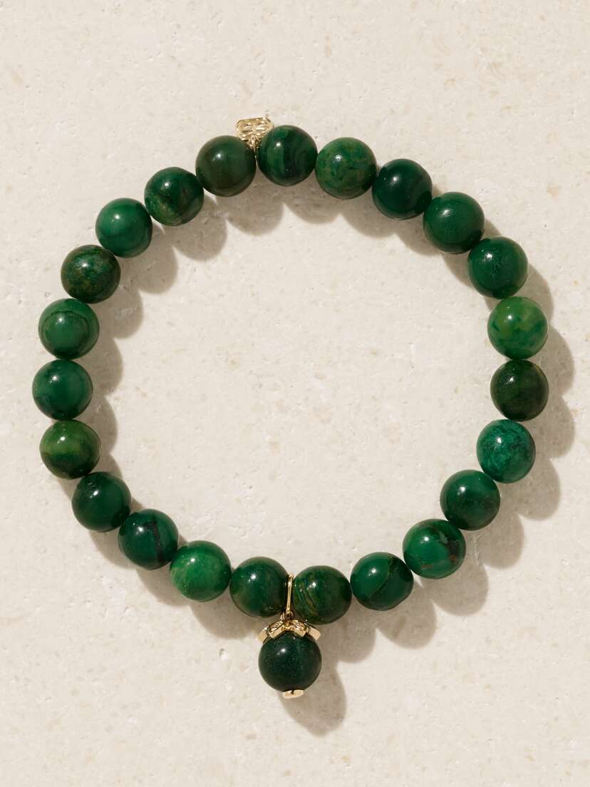 Sydney Evan Eye 14-karat Gold And Verdite Bracelet