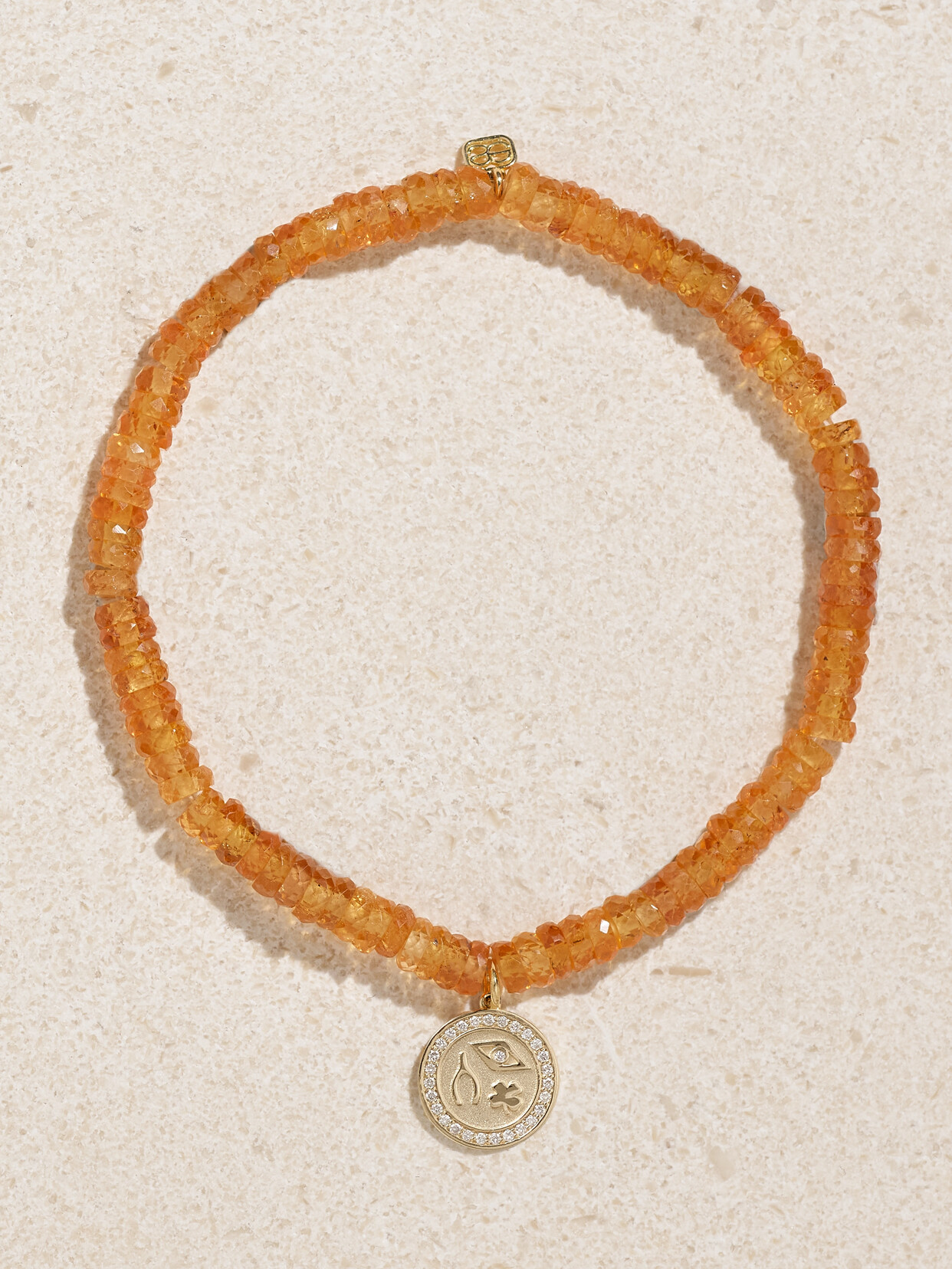 Sydney Evan Luck And Protection 14-karat Spessartine Bracelet In Gold