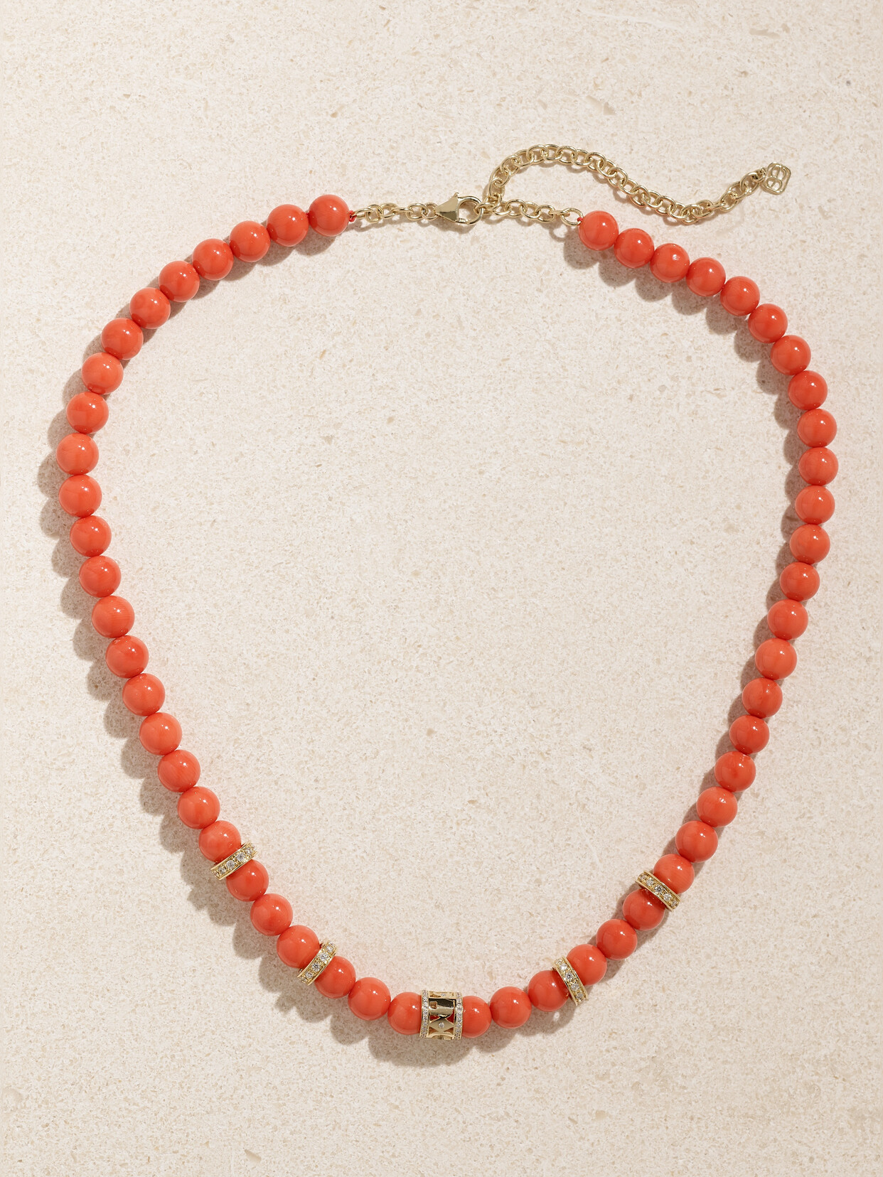 Sydney Evan Multi Wheel 14-karat Gold, Coral And Diamond Necklace