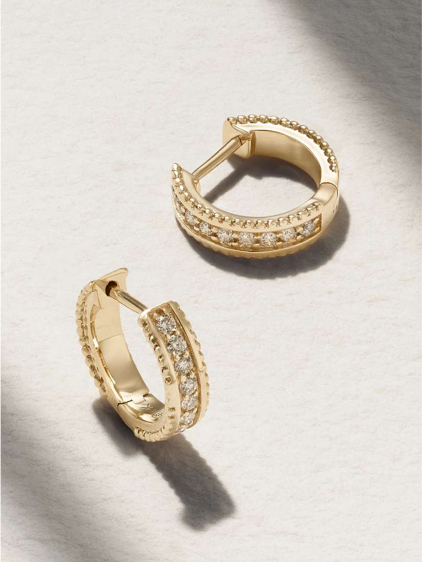 Sydney Evan 14-karat Gold Diamond Hoop Earrings