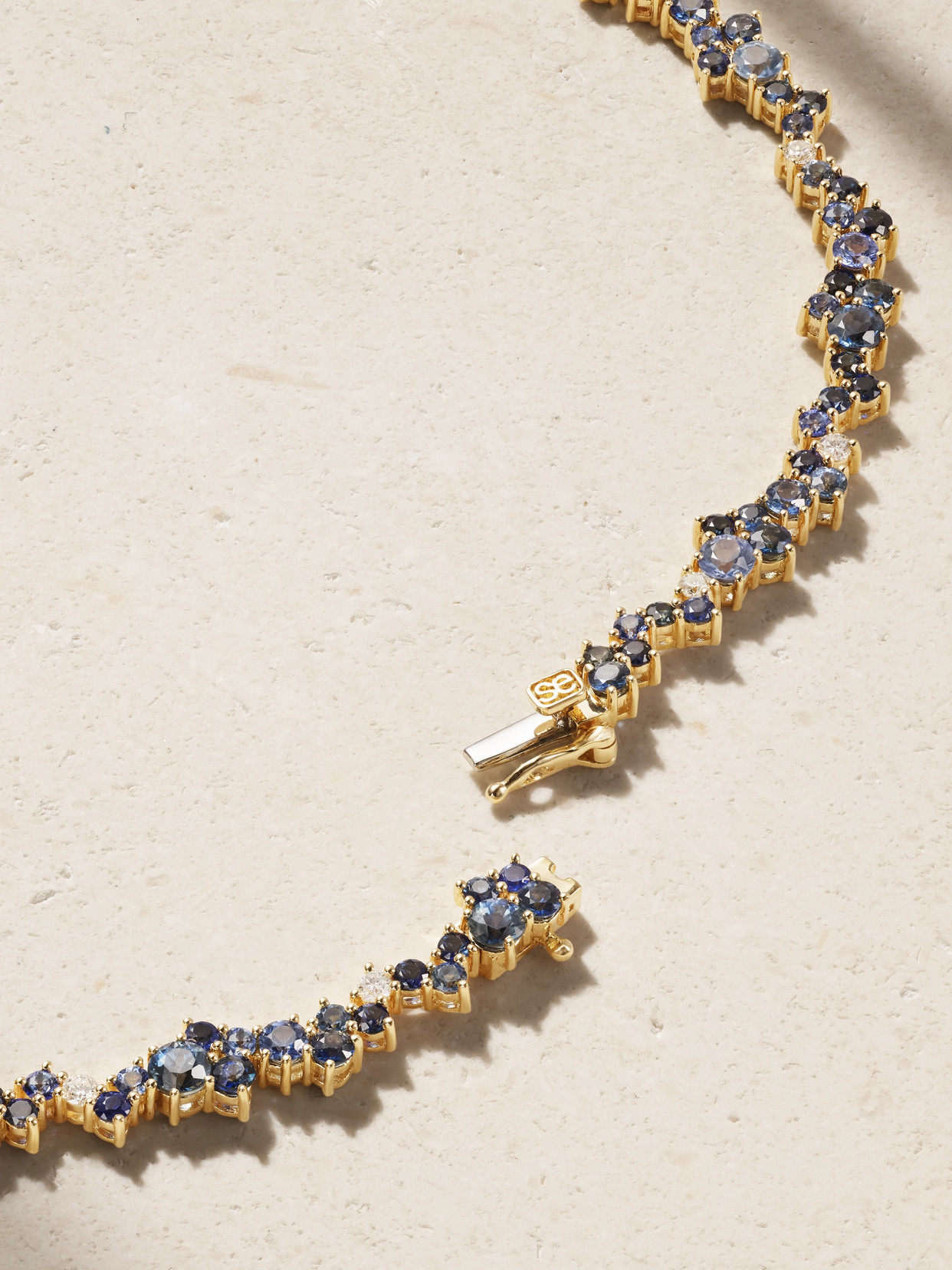 Sydney Evan Cocktail Eternity 14-karat Gold, Diamond And Sapphire Necklace In Gold