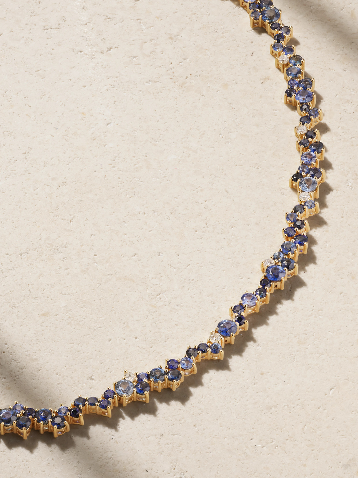 Sydney Evan Cocktail Eternity 14-karat Gold, Diamond And Sapphire Necklace In Gold