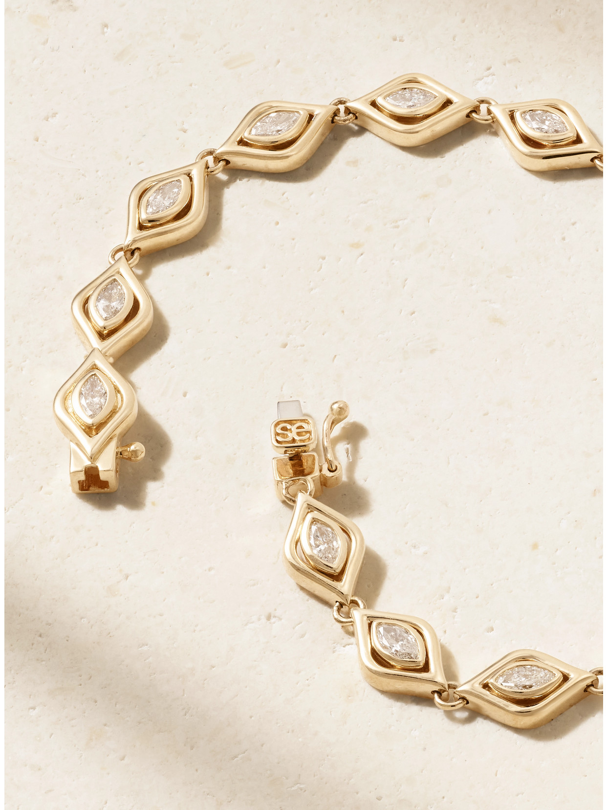 Sydney Evan Evil Eye Eternity 14-karat Gold Diamond Bracelet In Gold