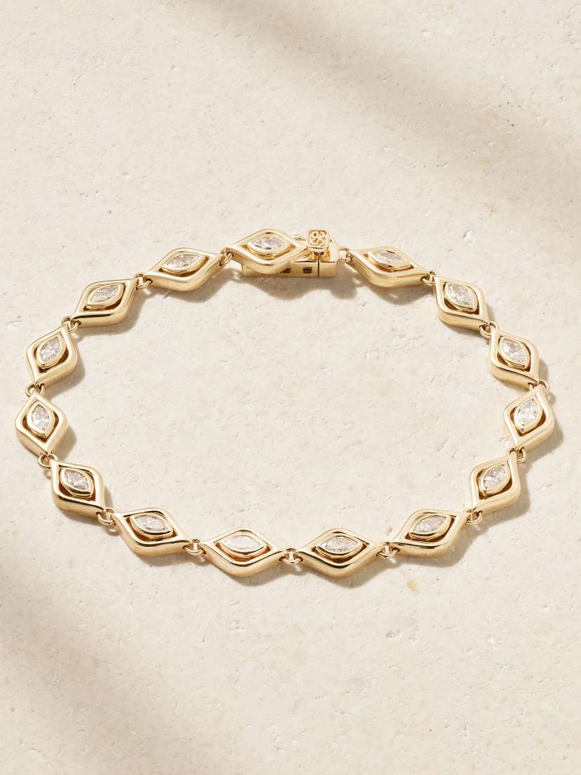 Sydney Evan Evil Eye Eternity 14-karat Gold Diamond Bracelet