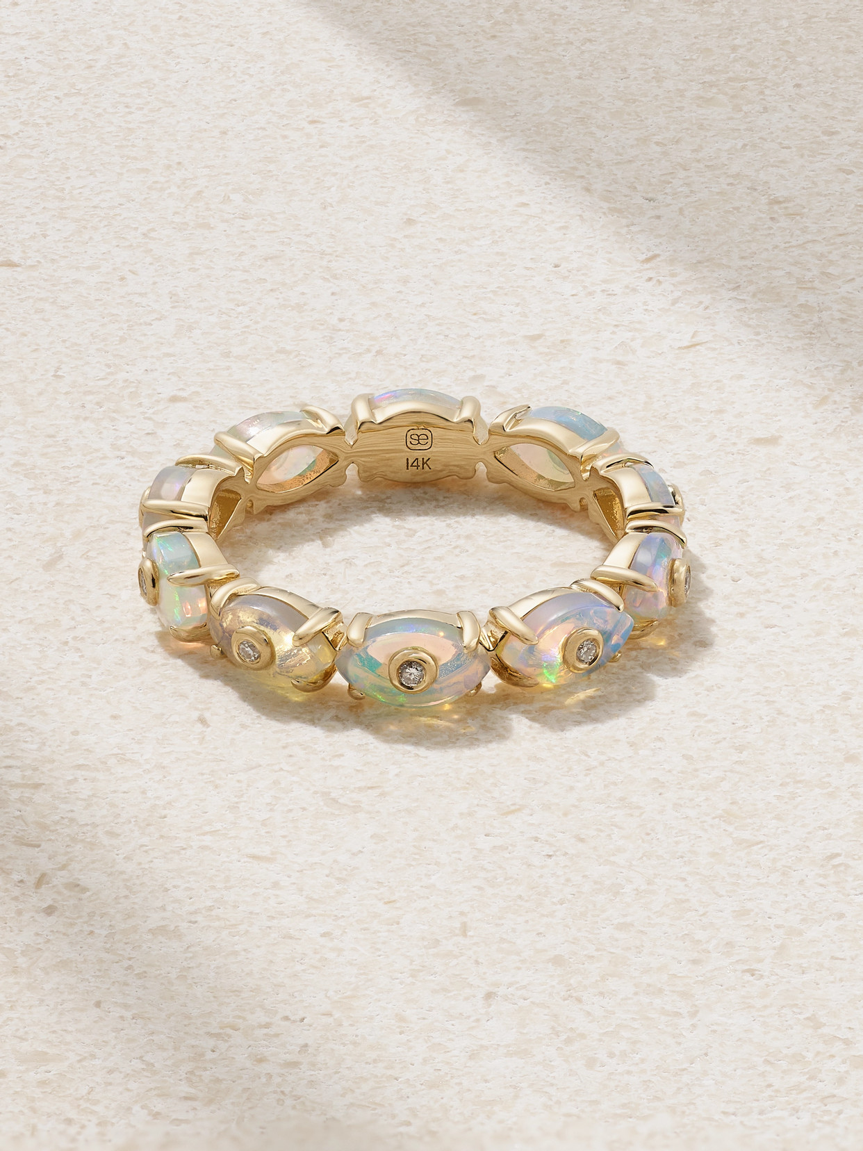 Sydney Evan 14-karat Gold, Opal And Diamond Ring