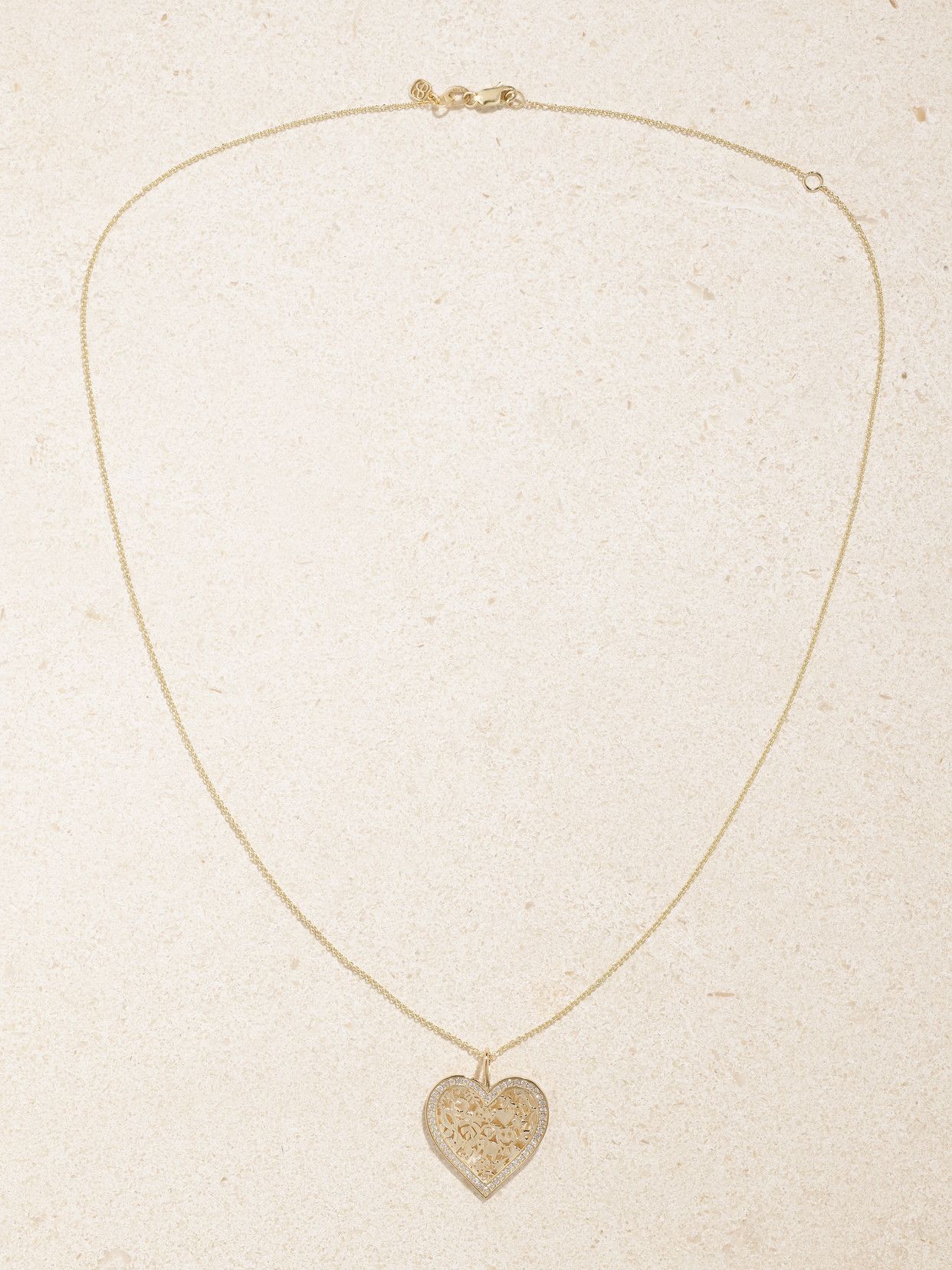SYDNEY EVAN ICON WALLPAPER HEART 14-KARAT GOLD DIAMOND NECKLACE
